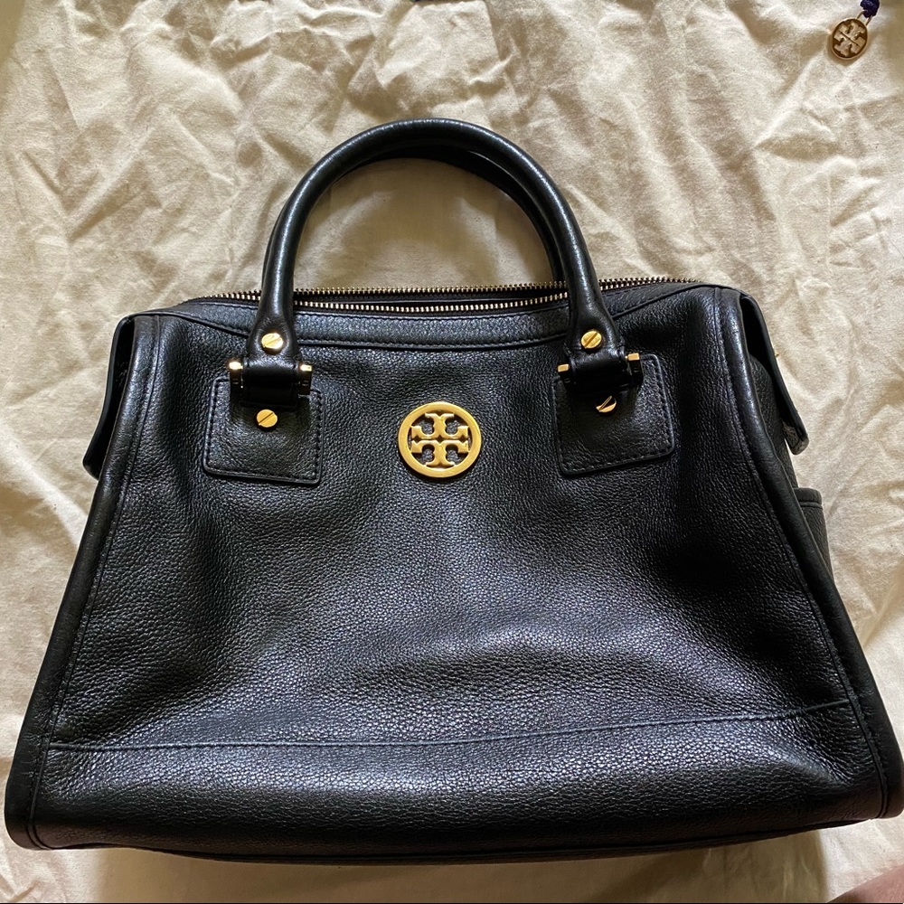 Tory Burch Black with Gold Leather Handbag